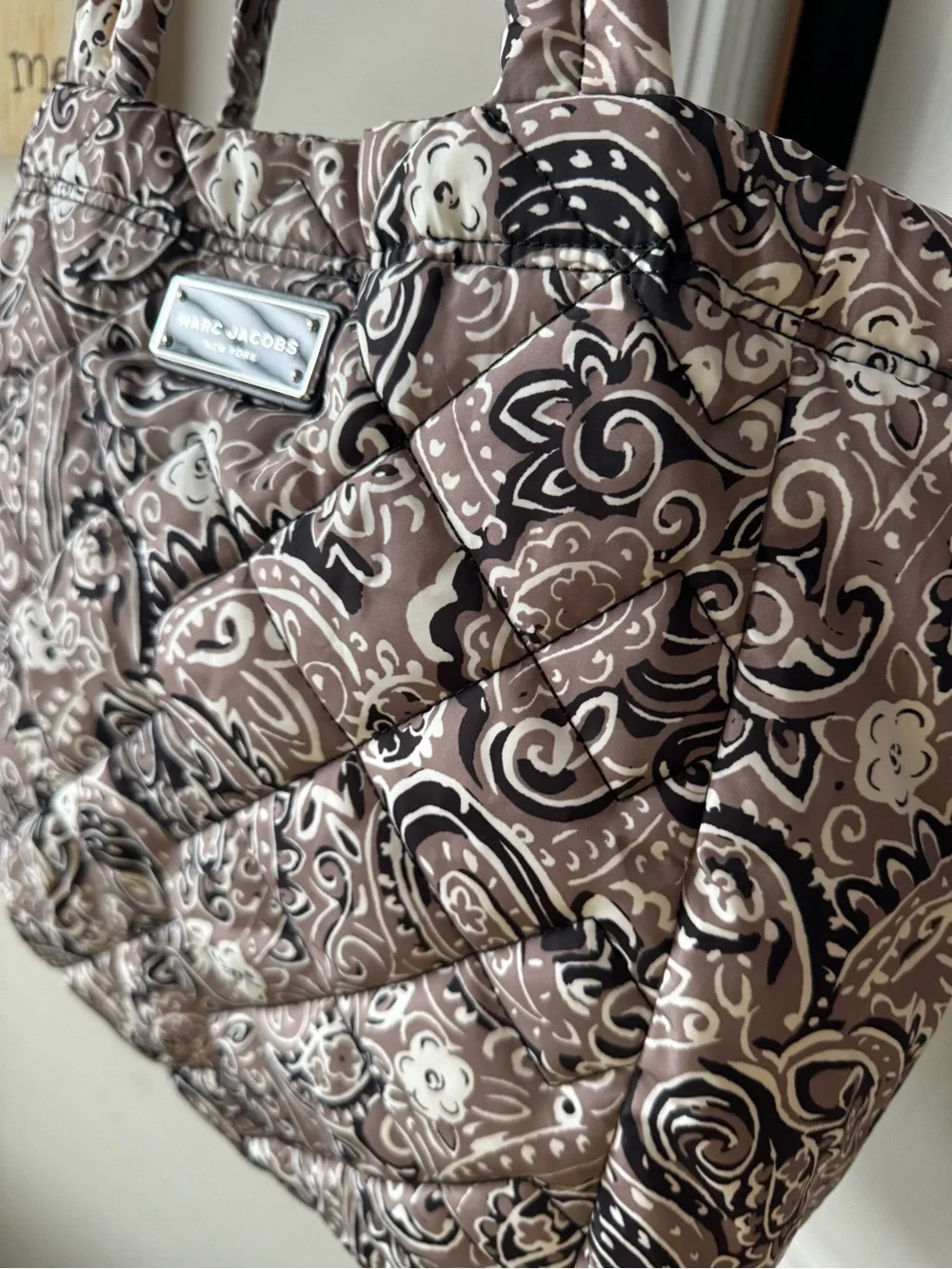 Marc Jacobs Quilted Paisley Brown black Tote Bag